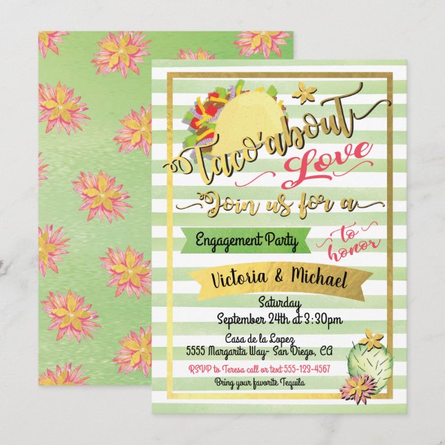 Taco'about Love Mexcian fiesta Couples shower Invitation (Front/Back)