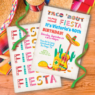 Taco'bout Birthday Fiesta Party invitations