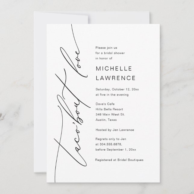 Taco'bout Love, Bridal Shower Party Celebration Invitation (Front)