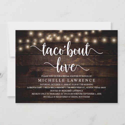 Tacobout Love Rustic Bridal Shower Celebration Invitation