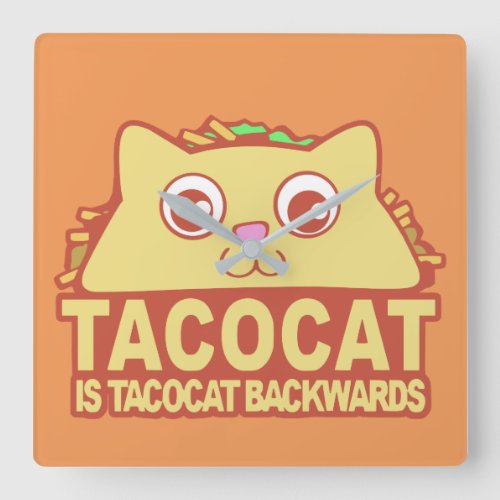 Tacocat Backwards II Square Wall Clock
