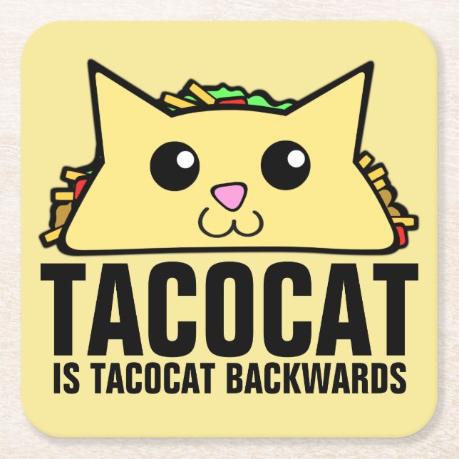 Tacocat Backwards Square Paper Coaster (Front)
