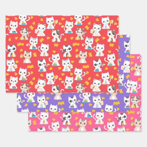 Tacocat Burrito and Taco Cats Cute Birthday Party Wrapping Paper Sheets