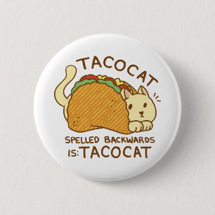 TACOCAT CAT ANIMAL IN TACO CARTOON BUTTON