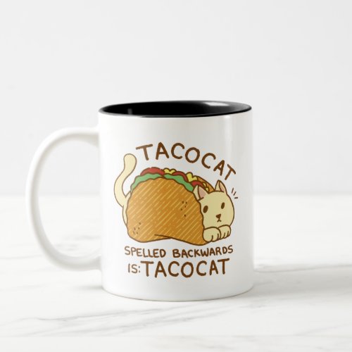 TACOCAT CAT ANIMAL IN TACO CARTOON Two_Tone COFFEE MUG