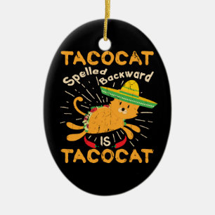 Tacocat Graphic Cinco de Mayo Cat Taco Ceramic Ornament