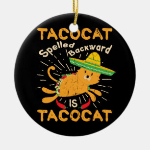 Tacocat Graphic Cinco de Mayo Cat Taco Ceramic Ornament