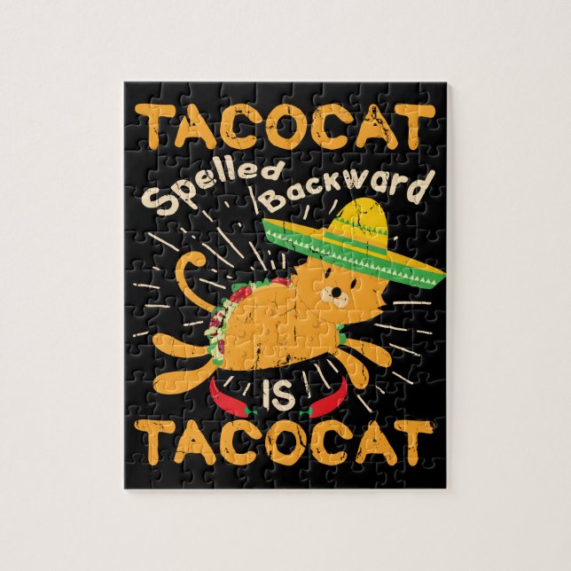 Tacocat Graphic Cinco de Mayo Cat Taco Jigsaw Puzzle (Vertical)