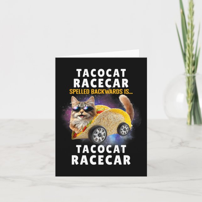 Tacocat Racecar Spelled Backwards Funny Mexican Ca Card (Front)