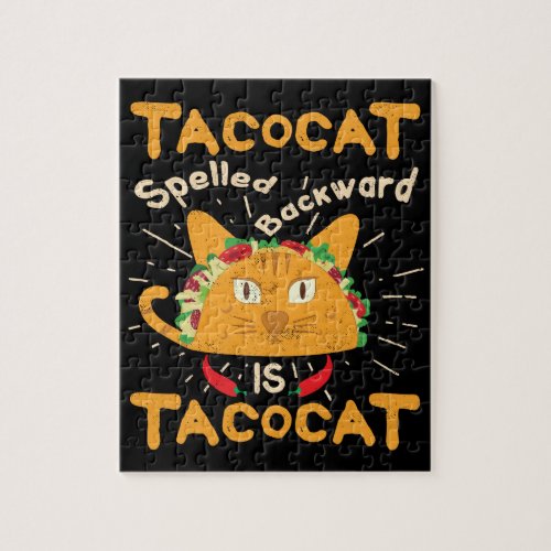 Tacocat Spelled Backwards Cinco de Mayo Taco Jigsaw Puzzle