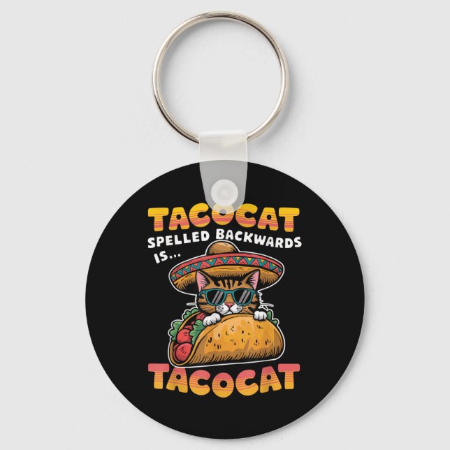 Tacocat Spelled Backwards Shirt Taco Cat Cinco De  Keychain (Front)
