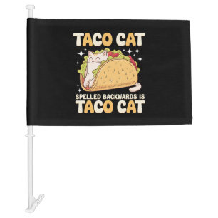 Tacocat Spelled Backwards Taco Cat Mexican Car Flag