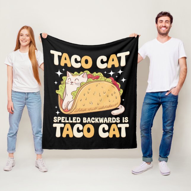 Tacocat Spelled Backwards Taco Cat Mexican Fleece Blanket (In Situ)