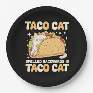 Tacocat Spelled Backwards Taco Cat Mexican Paper Plates