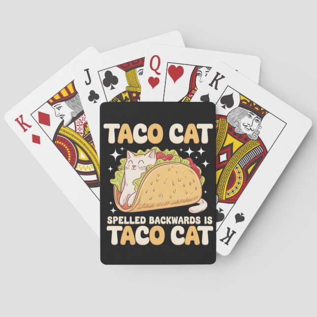 Tacocat Spelled Backwards Taco Cat Mexican Poker Cards (Back)