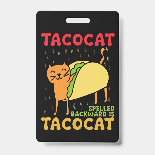 Tacocat Spelled Backwards Tacos Cats Cinco De Mayo Badge (Front)