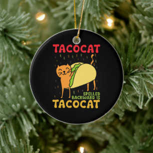 Tacocat Spelled Backwards Tacos Cats Cinco De Mayo Ceramic Ornament