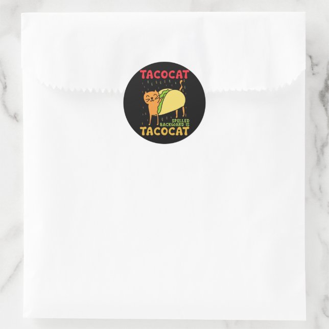Tacocat Spelled Backwards Tacos Cats Cinco De Mayo Classic Round Sticker (Bag)