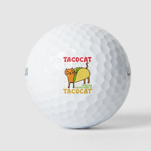 Tacocat Spelled Backwards Tacos Cats Cinco De Mayo Golf Balls