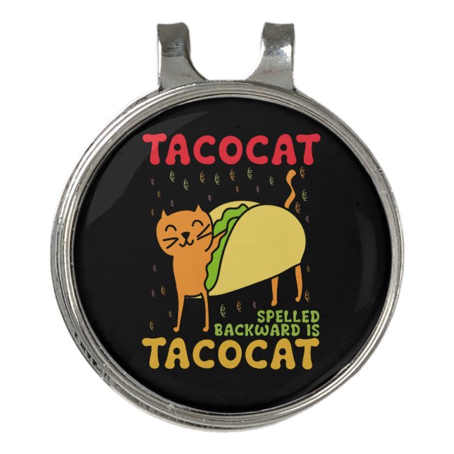 Tacocat Spelled Backwards Tacos Cats Cinco De Mayo Golf Hat Clip (Front)