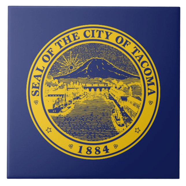 Tacoma city flag ceramic tile (Front)