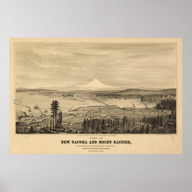 Tacoma & Mount Rainier, 1878 Print (Front)