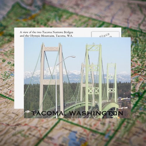 Tacoma Narrows Bridges Travel Photo Postcard