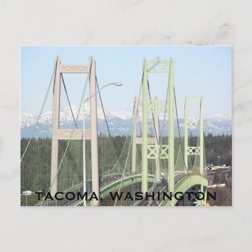 Tacoma Narrows Bridges View Travel Postcard
