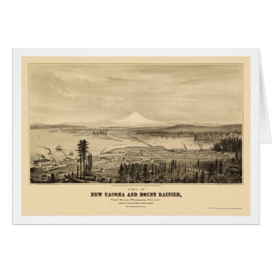 Tacoma, WA Panoramic Map - 1878 Cards (Front Horizontal)