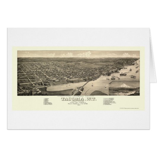 Tacoma, WA Panoramic Map - 1884 Cards (Front Horizontal)