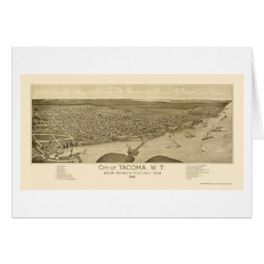 Tacoma, WA Panoramic Map - 1885 Cards (Front Horizontal)