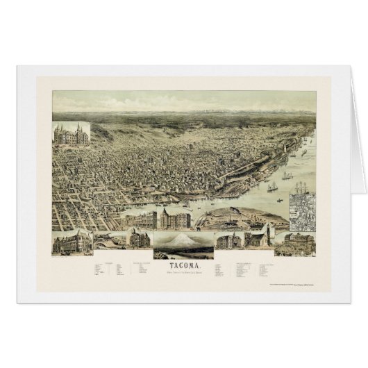 Tacoma, WA Panoramic Map - 1890 Cards (Front Horizontal)