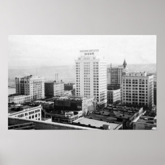 Tacoma, WA Skyline View from Winthrop Hotel Poster