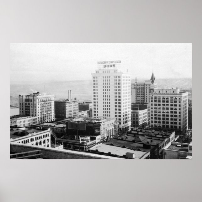 Tacoma, WA Skyline View from Winthrop Hotel Poster (Front)