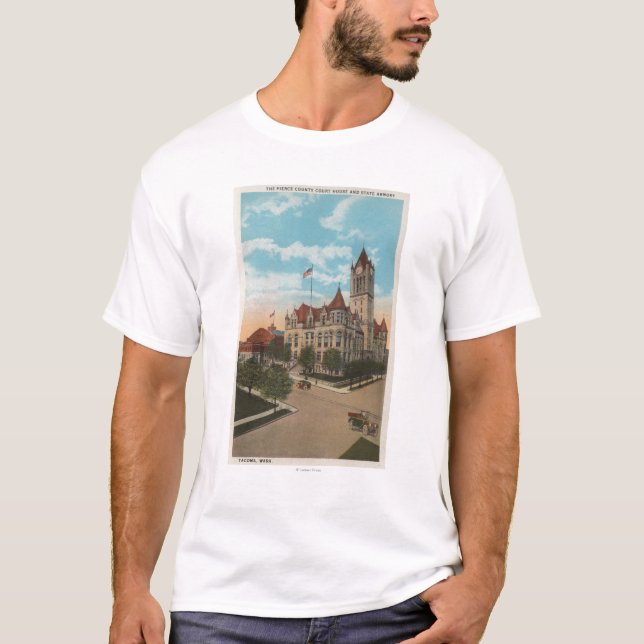 Tacoma, WA - View of Pierce County Court House T-Shirt (Front)