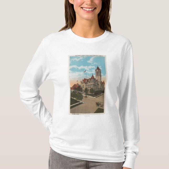 Tacoma, WA - View of Pierce County Court House T-Shirt (Front)