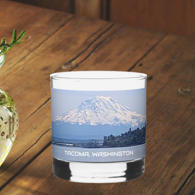 Tacoma, Washington and Mount Rainier Whiskey Glass (In Situ Table)