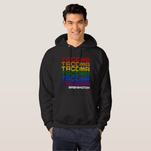Tacoma Washington Gay Pride Rainbow Flag City Hoodie