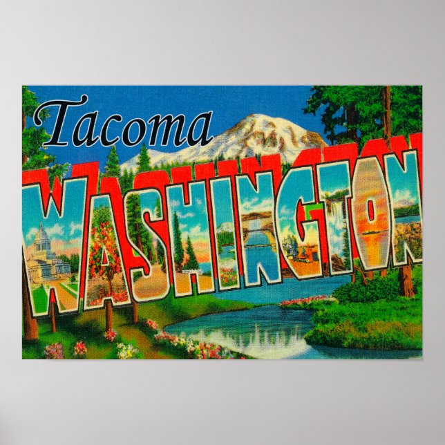 Tacoma, Washington - Large Letter Scenes 2 Poster (Front)