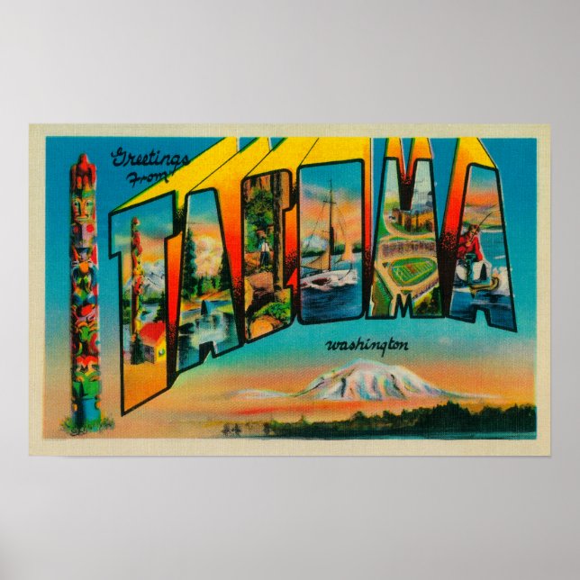 Tacoma, Washington - Large Letter Scenes Poster (Front)