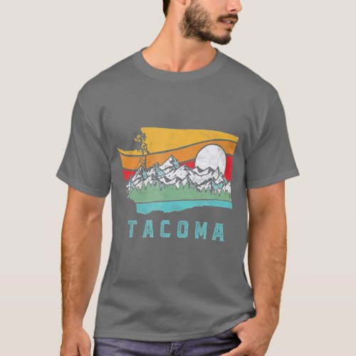 Tacoma Washington Outdoors Retro Mountains T_Shirt