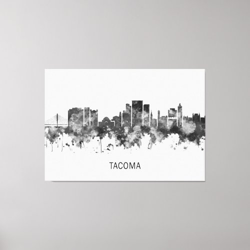 Tacoma Washington Skyline BW Canvas Print