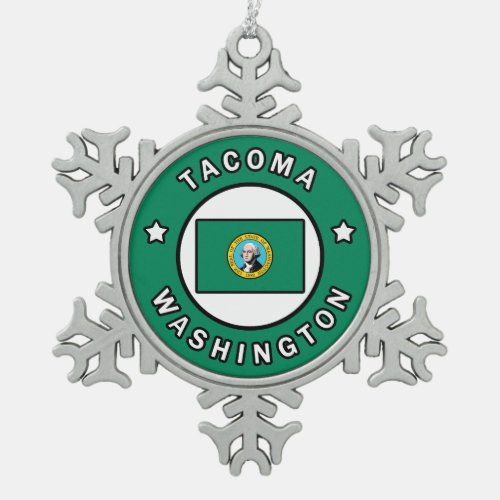 Tacoma Washington Snowflake Pewter Christmas Ornament