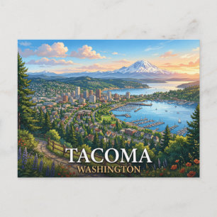 Tacoma Washington Travel Coastal Cityscape Postcard