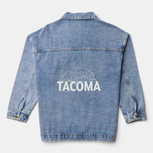 Tacoma Washington USA City Skyline Silhouette Outl Denim Jacket