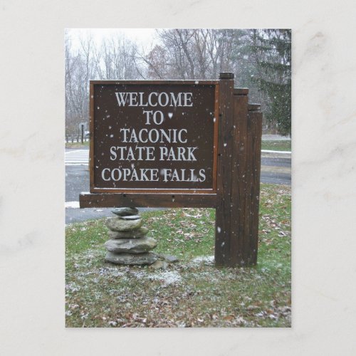 Taconic State Park Entrance Sign Copake Falls NY Postcard