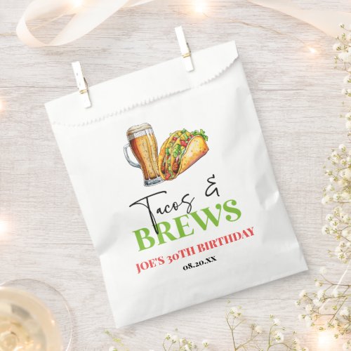 Tacos and Brews Beer Glass Birthday Party Favor Bag