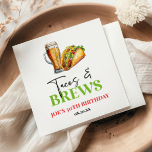 Tacos and Brews Beer Glass Birthday Party Napkins