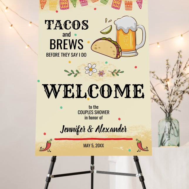Tacos and Brews Couples Shower Foam Board (In Situ (Stand))