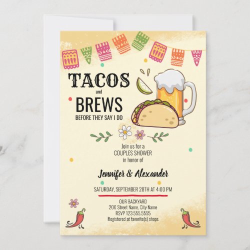 Tacos and Brews Couples Shower Invitation